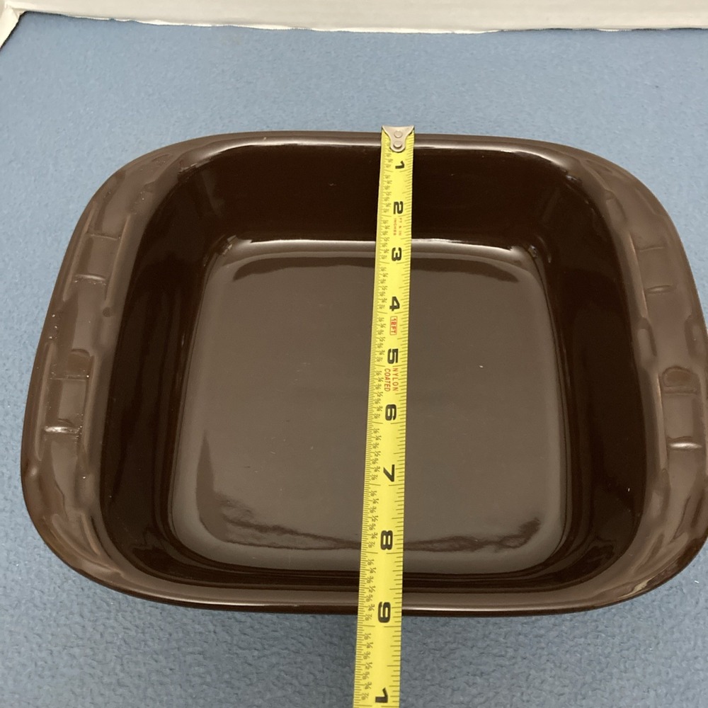 Longaberger Pottery Woven Traditions Chocolate 8"x8" Square Baking Dish - Picture 7 of 8